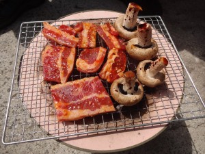 七輪で焼き肉