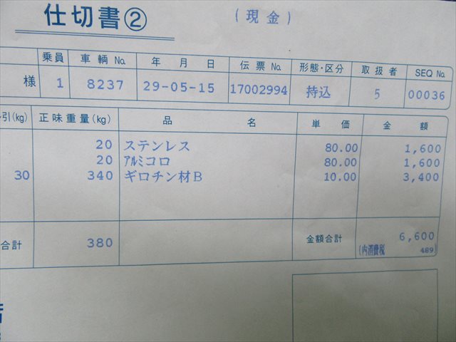 スクラップの買取り価格